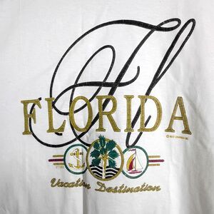 Vintage 90s Jerzees Florida Vacation T Shirt Unisex L Anchor Palmetto Nautical